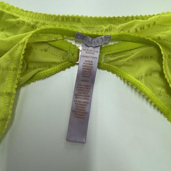 Savage X Fenty Bralette Womens Medium Lime Green Sheer Mesh Triangle Wireless - Picture 5 of 5